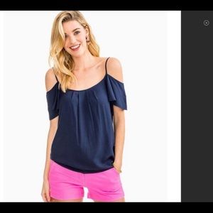 ✴️Southern Tide Nautical Navy Cold Shoulder Top, SzXS NWT